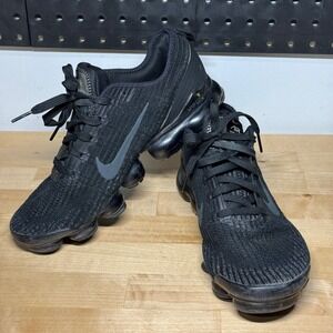Nike Air VaporMax Flyknit 3 Triple Black Anthracite AJ6900-004 Kids Size 7Y
